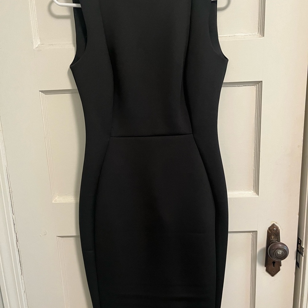 Calvin Klein Black Sheath Dress Crew Neck Midi - Picture 2 of 6
